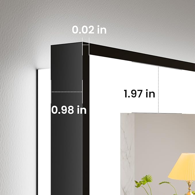 Amorho 28"x 36" LED Bathroom Mirror with Black Frame, Front Light and Backlit(Controlled Separately), Stepless Dimmable, Anti-Fog, Shatter-Proof, 3 Colors, Memory