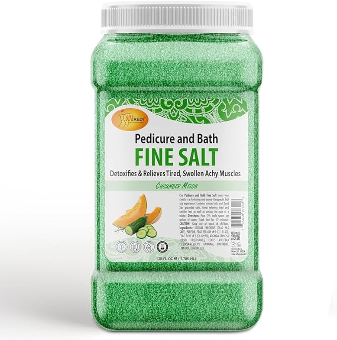 SPA REDI - Detox Foot Soak Pedicure and Bath Fine Salt, Cucumber and Melon, 128 Oz - Made with Dead Sea Salts, Argan Oil, Coconut Oil, and Essential Oil - Hydrates, Softens and Moisturizes