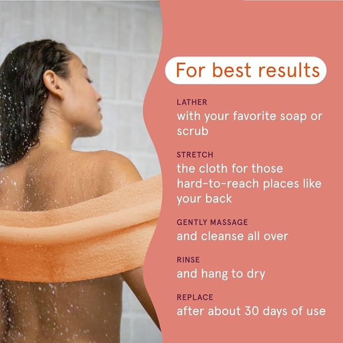 Cleanlogic Bath and Body Exfoliating Stretch Bath/Shower Cloth, Assorted Colors, 3 Count