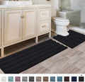 H.VERSAILTEX Bathroom Rugs Bath Rug Set 2 Piece Bathroom Contour Rug Toilet Mat Sets Non Slip Contour Bath Rug Ultra Thick Water Absorbent Striped Bath Mats Washable(47" x 17" Plus 20" x 20" U, Black)