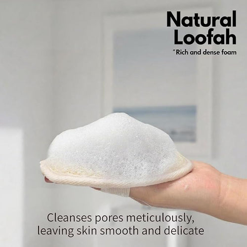 3-Pack Natural Egyptian Loofah Exfoliating Body Scrubber, Eco-Friendly Biodegradable Shower Sponge for Face & Body, Men and Women, Beige