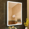 KWW LED Lighted Bathroom Medicine Cabinet with Sockets & USBs, Dimmable, 3 Color Light Makeup Mirror, Easy to Install, Wall Mounted Cabinet (Left Hinge, 19.5 * 28)