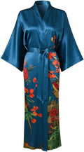 Women's Silk Kimono Robe Long Bathrobe Nightgown 100% Mulberry Silk for Women - Classic Floral Pattern
