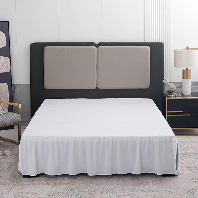 White Bed Skirt Twin Size Ruffled Bed Skirt with Split Corners, Twin Bed Skirt 18 Inch Drop, Twin Size Bed Skirt White for Ruffled Bed Skirt with Split Corners, Bed Skirt Twin Size
