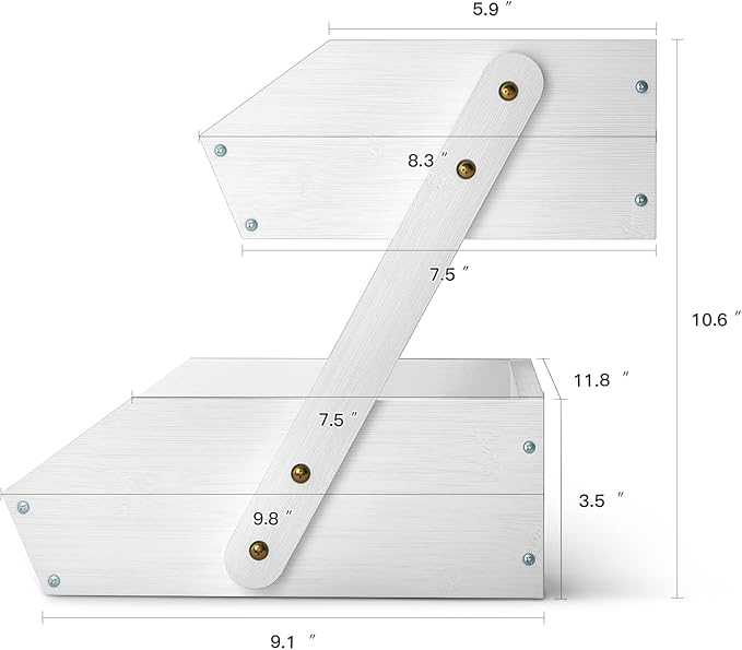 G.a HOMEFAVOR Fruit Basket for Kitchen, 2-Tier Fruit Bowl for Kitchen Counter, Vegetable Storage Stand for Fruit Shop, 15 mm Thickness (WHITE)