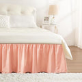 RIMELA Peachy Coral Bed Skirt King Size 15 Inch Drop, Wrap Around Elastic Bedskirt, Dust Ruffle for Adjustable Bed Base Machine Washable Easy to Install Bed Skirts