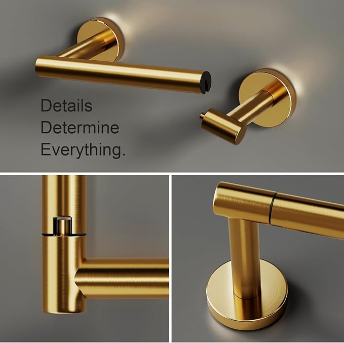 Dark Gold Toilet Paper Holder, Double Post Pivoting Bathroom Roll Tissue Holder Wall Mount Matte Finish