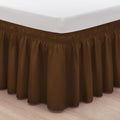 RIMELA Bed Skirt Full Size 15 Inch Drop, Elastic Bed Skirting for Bed Base and Frame, Bedding Dust Ruffle Easy to Install, Lightweight Wrap Around Adjustable Bedskirt, Brown