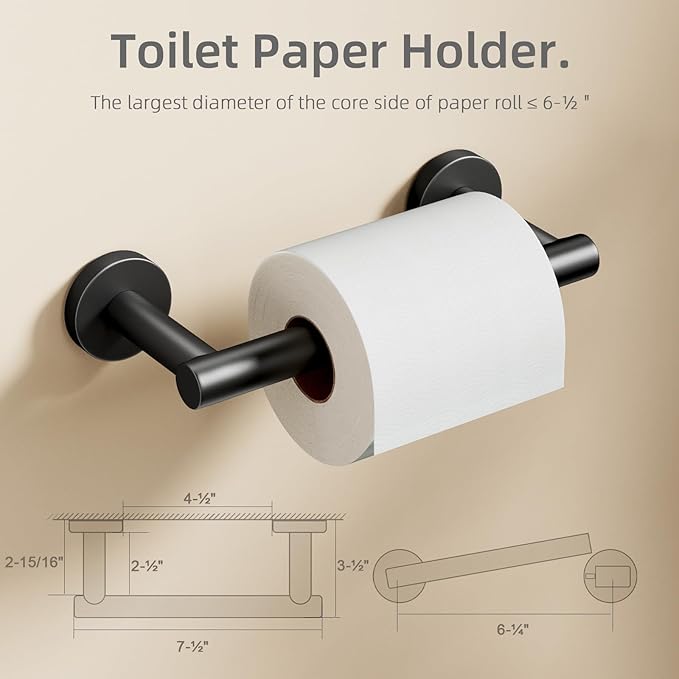 Matte Black Toilet Paper Holder, Stainless Steel Double Post Pivoting Toilet Paper Roll Holder for Bathroom Wall Mount, Commercial Toilet Tissue Dispensers, Fits for Mega Large Roll Paper
