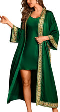Satin Robe Sets For Women, 2-PC Lightweight Bathrobe, Silk Sleepwear Kimono Bridesmaid Sexy Robes