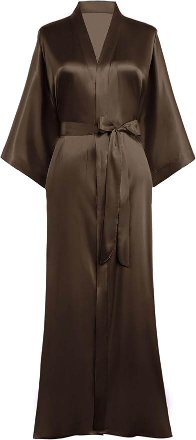 PRODESIGN Satin Kimono Robe Women Long Silky Kimono Bathrobe Sleepwear Wedding Bridesmaid Robe