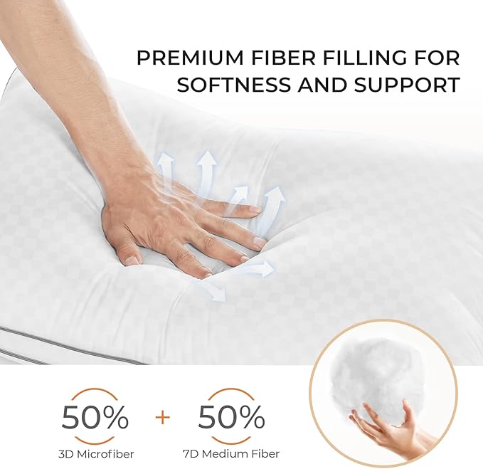 Sweetnight Standard Pillows Set of 2, Hotel Bed Pillows Fluffy Gusseted for Neck and Shoulder, Back Side Sleeper Pillows, 18"X24"