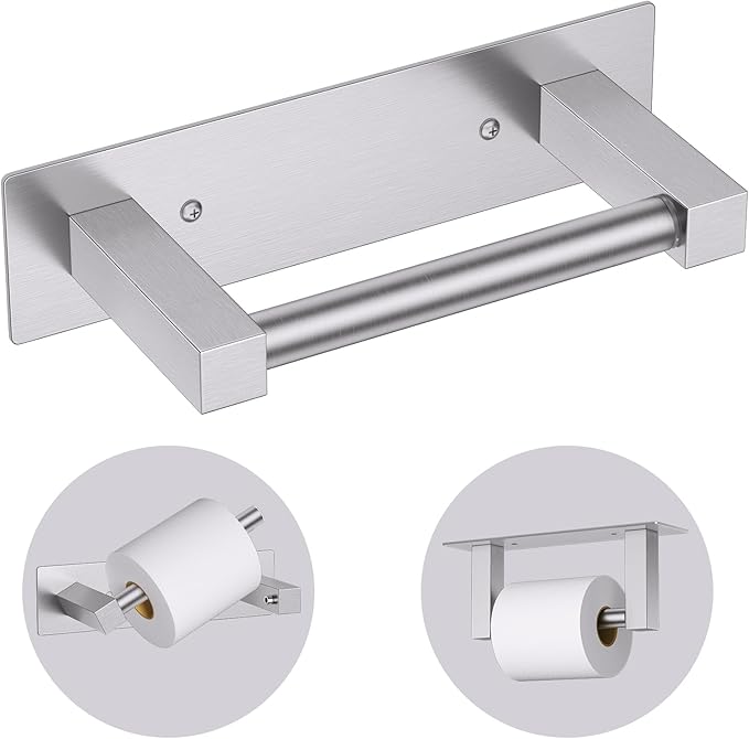 Brushed Nickel Bathroom Toilet Paper Holder Wall Mount, Stainless Steel Commercial Toilet Paper Dispenser Paper Towel Holder, Large Bathroom Toilet Tissue Roll Holder