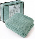 HILLFAIR 100% Soft Premium Combed Cotton Thermal Blanket– Twin XL Blankets – Soft Cozy Warm Bed Throw Twin Bed Blankets– All Season Cotton Blankets – Sage