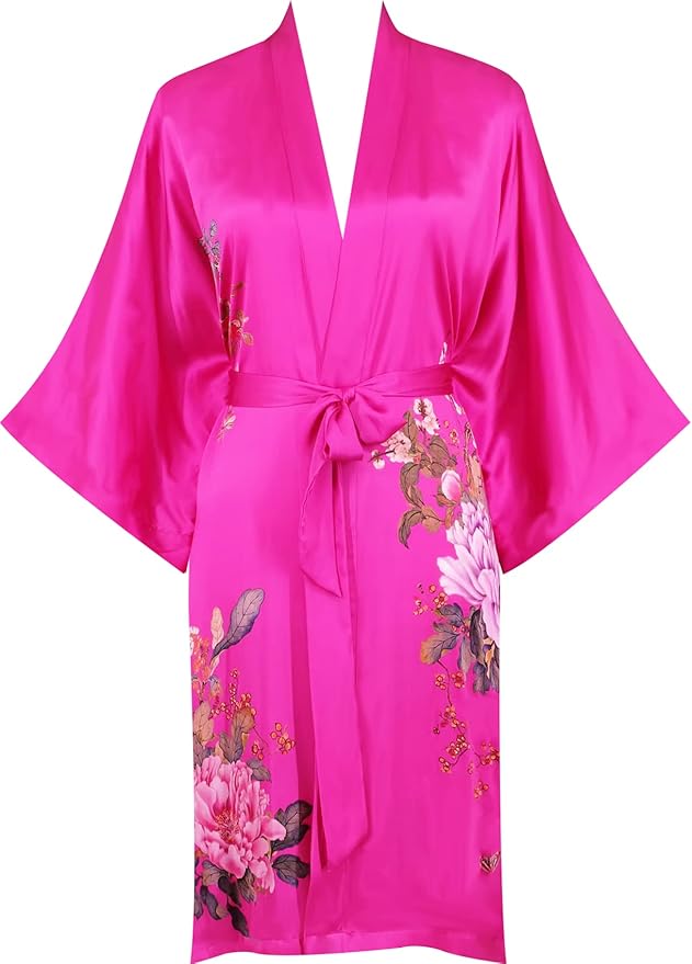 women's 100% silk kimono, short bathrobe pajamas, kimono pajamas