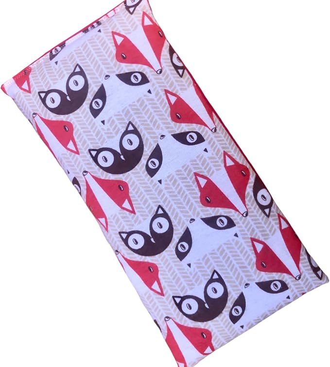 Microwave Heating Pad Filled with Flax Seed and Choice of Dried Herbs, Herbal Cold Pack, Good Size for Back Pain and Cramps, Hot and Cold Therapy, 6" x 12" (Red Fox, Chamomile)