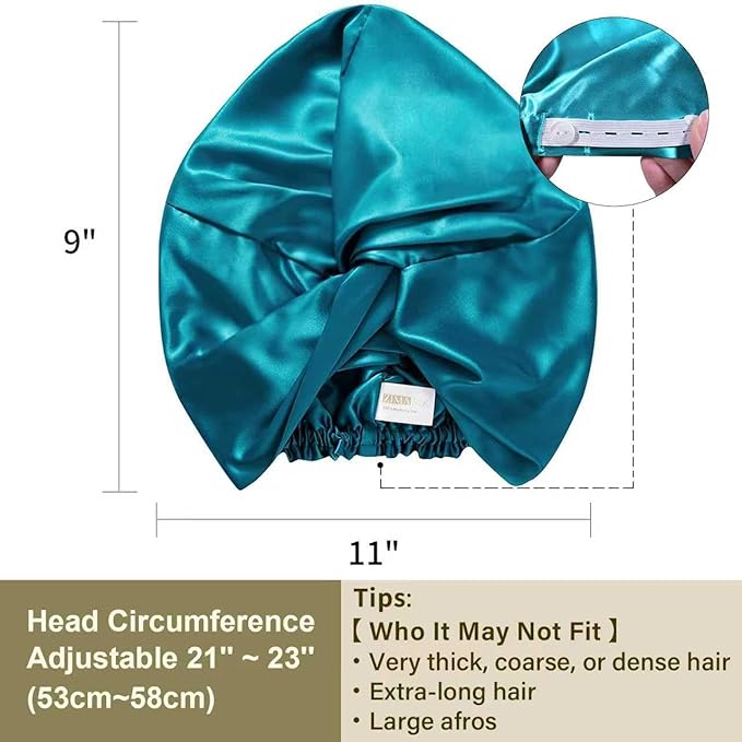 ZIMASILK 100% 22 Momme Mulberry Silk Bonnet for Sleeping Women, Breathable Silk Hair Wrap for Premium Hair Protection - Reducing Friction (1Pc, Turquoise)