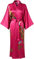 Women's Silk Kimono Robe Long Bathrobe Nightgown 100% Mulberry Silk for Women - Classic Floral Pattern