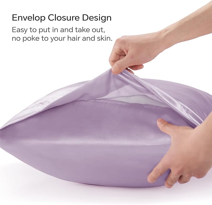 BEDELITE Satin Body Pillow Cover, Super Soft and Cooling Body Pillow Pillowcase for Hair and Skin, Breathable Silky Full Long Pillowcase Cover(20"x54", Lavender)