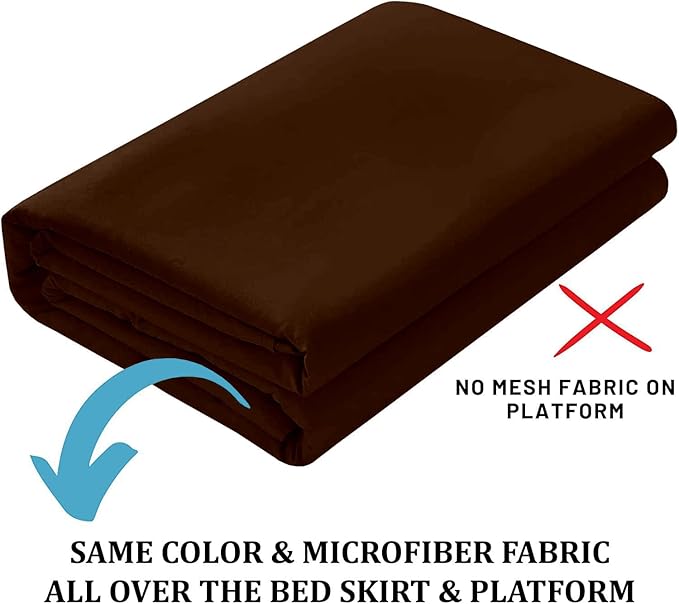 Ruffled Bed Skirt with Split Corners, Chocolate, King 18 Inch Drop Bedskirt, Hotel Quality Brushed Microfiber Wrinkle Free Dust Ruffle Bed Skirt King Size