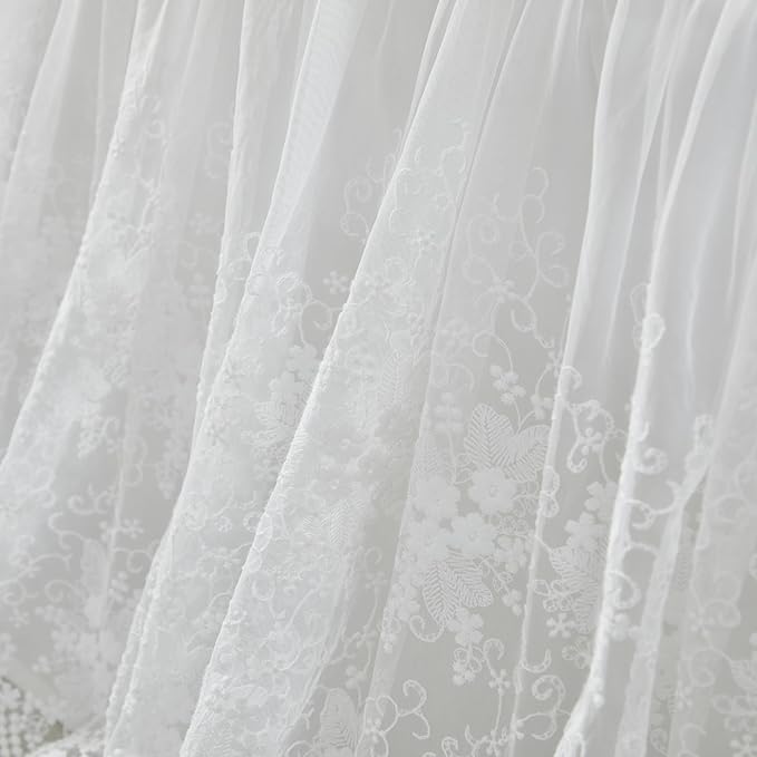 Brandream Lace Bed Skirt Twin Size White 18 Inch Drop Romantic Dust Ruffle Split Corners Bed Sheets Cover Excellent Quality