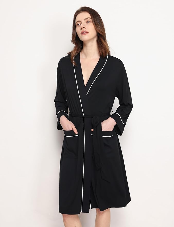 GYS Premium Viscose from Bamboo Robe for Women Long Sleeve Bathrobes Soft Kimono Robes