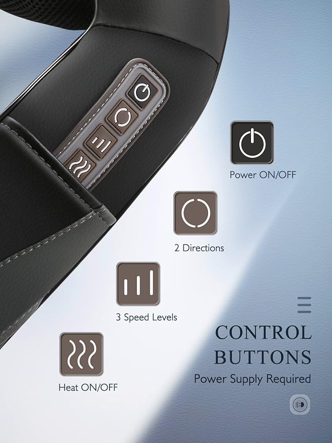 Back Neck Shoulder Massager with Heat, Shiatsu Electric Deep Tissue 3D Kneading Massagers for Relief on Waist, Leg, Calf, Foot Full Body Muscles, Gift for Men Women Mom Dad (Black)