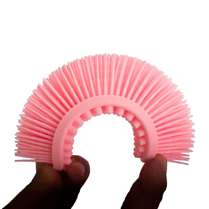 DNC Exfoliating Silicone Body Scrubber Shower Bath Body Brush Easy to Clean, Lathers Well, Eco Friendly (Pink)