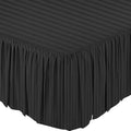 KRISHNA Ruffled Bed Skirt with Split Corners Queen, 100% Microfiber Hotel Quality, 18 Inch Drop Dust Ruffle Gathered Bedskirt with Platform, 60" x 80", Dark Grey Stripe