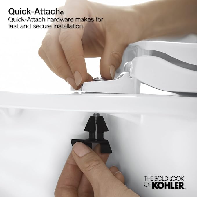 KOHLER K-4639-7 Cachet Quiet Close Toilet Seat, Black, Round