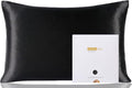ZIMASILK 100% Pure Mulberry Silk Pillowcase for Hair and Skin Health,Soft and Smooth,Both Sides Premium Grade 6A Silk,600 Thread Count,with Hidden Zipper,1pc(Standard 20''x26'',Black)