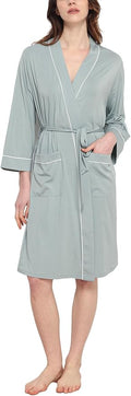 GYS Premium Viscose from Bamboo Robe for Women Long Sleeve Bathrobes Soft Kimono Robes