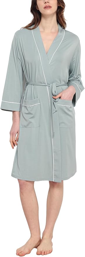 GYS Premium Viscose from Bamboo Robe for Women Long Sleeve Bathrobes Soft Kimono Robes