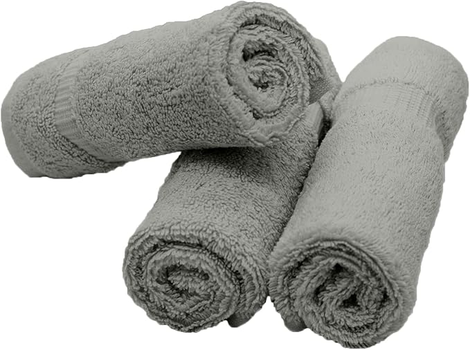 Luxury Hotel & Spa Collection, 100% Turkish Cotton 700 GSM Cloth, for Body wash, Makeup Remover & Facial Cleaning, Baby, face, Dobby Border Soft washcloths Towel Set 13" X 13", Gray, Set of 6