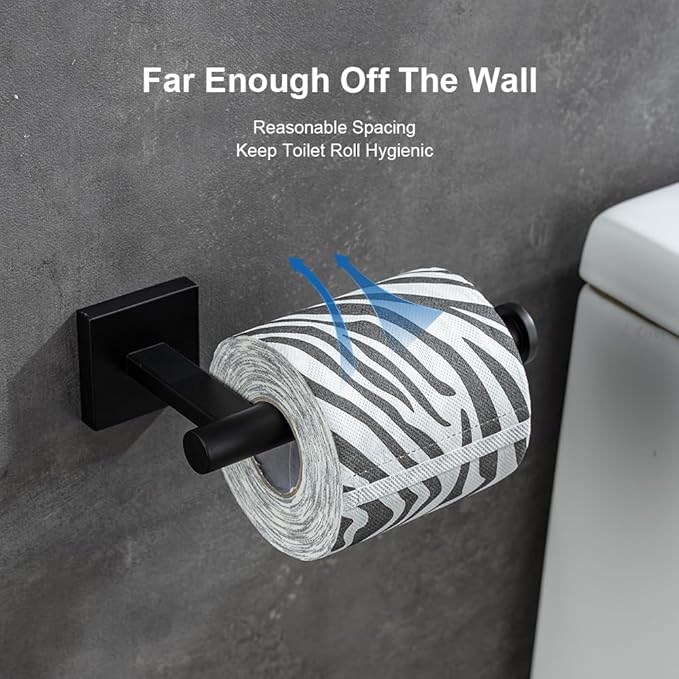Modern Matte Black 304 Stainless Steel Toilet Paper Holder Wall Mounted Permanent Bathroom Tissue Roll Holder Toilet Paper Roll Holder Luxe Finish Toilet Roll Holder Sleek Stylish toilet tissue holder