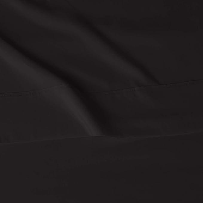 Amazon Basics Lightweight Super Soft Easy Care Breathable Comfortable Microfiber 4 Piece Bed Sheet Set with 14-Inch Deep Pockets, Full, Black, Solid