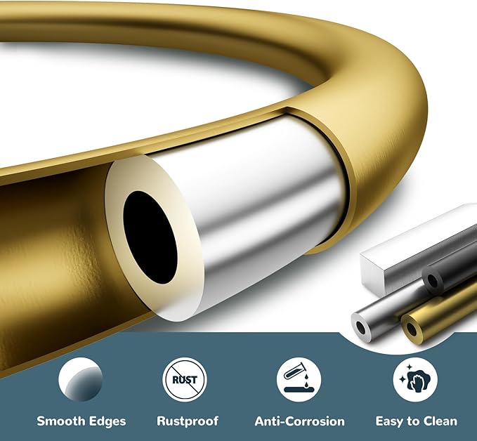 FORIOUS Bathroom Hardware Accessories Set, SUS304 Stainless Steel 24 Inch Towel Bar Set, Modern Towel Racks Holder for Bathroom Wall Mounted, 4 Pieces, Brushed Gold