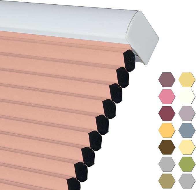 Persilux Custom Size Cellular Shades Cordless Window Blinds Blackout Window Shades Thermal Insulated Pleated Honeycomb Blinds for Windows, Home and Girl Bedroom Pink
