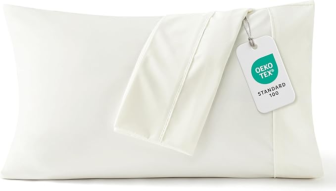 Bedsure Pillow Cases Standard Size Set of 2 - Ivory White Brushed Microfiber Pillowcases, Super Soft and Cozy Pillow Case Covers with Envelope Closure, Wrinkle, Fade and Stain Resistant, 20x26 Inches