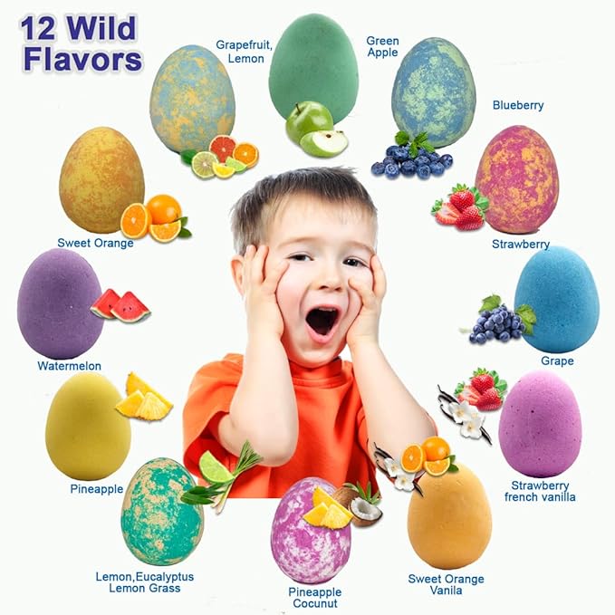 Bath Bombs for Kids with Surprise Inside- 12 pk Kids Bath Bombs with Jungle Toys, Organic, Natural, Skin-Moisturizing Bubble BathBombs. Stocking Stuffers Christmas Gifts for Boys, Girls, Toddlers