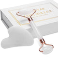 Jade Roller for Face, Facial Roller Massager Skin Care Tool, Gua Sha Facial Tools for Face, Neck, Eyes, Reduce Puffiness of The Skin - White