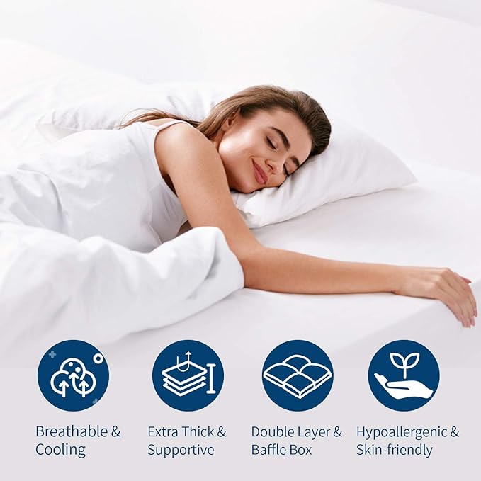 ELEMUSE Twin XL Size Fusion Goose Down Featherbed Mattress Topper for College Dorm, Thick and Fluffy Double Layer Pillowtop Mattress Pad, with 8-21 Inch Deep Pocket
