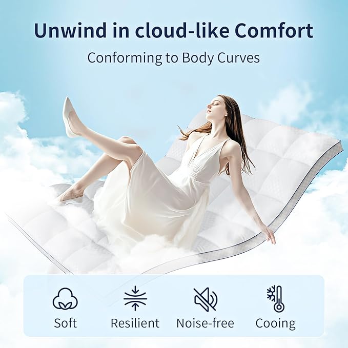 Queen Mattress Topper for Back Pain, Extra Thick Pillowtop, Cooling and Plush Mattress Pad Cover Bed Topper Protector with 8-21 Inch Deep Pocket