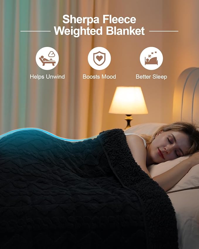 Super Fuzzy Soft Sherpa Fleece Weighted Blanket, 20 lbs Dual Sided Fluffy Heavy Weighted Blankets for Adults - No Bunching with Double Layers of Soft Inner Lining (60"x 80", 20 Pounds)