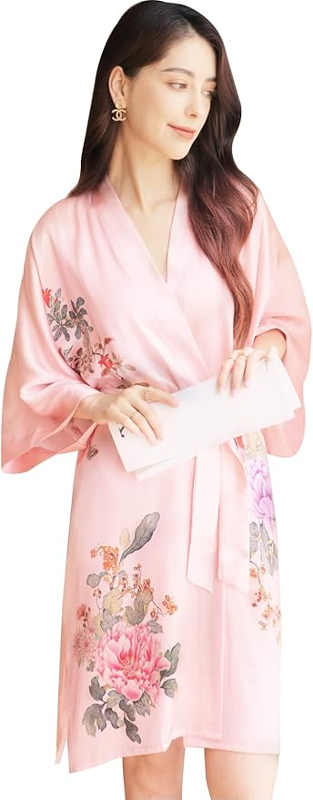 women's 100% silk kimono, short bathrobe pajamas, kimono pajamas