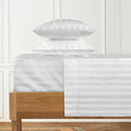 URBANHUT 1000 Thread Count Egyptian Cotton Sheets Damask Striped King Size, Long Staple Soft & Breathable, 4 Pc Bed Sheet Sets, Luxury Hotel Sateen Sheets Fits 16" Deep Pocket - White