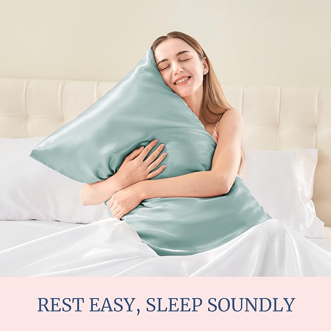 BEDELITE Satin Pillowcase for Hair and Skin, Super Soft Similar to Silk Pillow Cases 4 Pack with Envelope Closure, Cooling Pillowcases for Women Men (20"x40" King Size, Haze Blue)