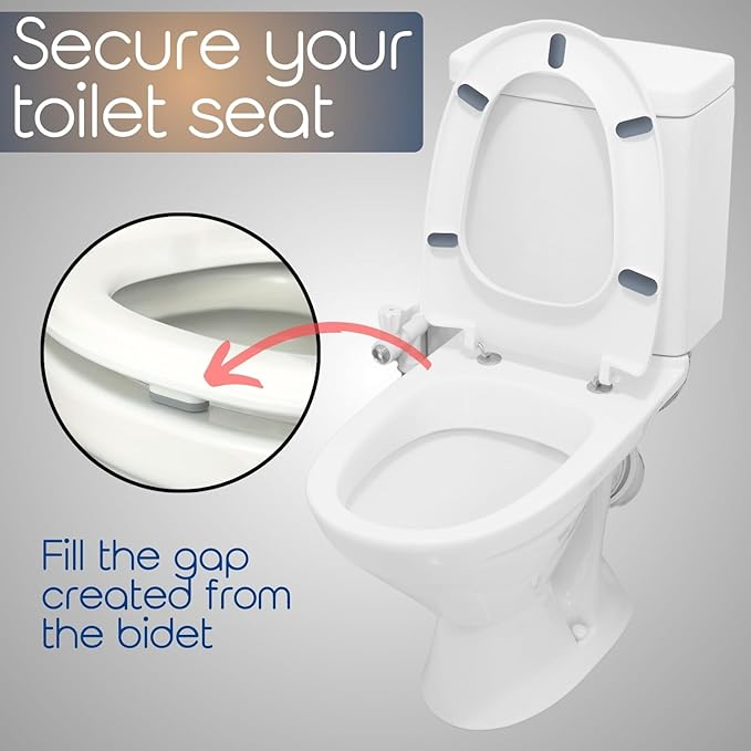 Toilet Seat Bumpers for Use with Bidet - Stops Sliding & Wobbling - Distributes Weight Evenly to Prevent Damage to Seat or Bowl - Premium Adhesive Pads - 5pk