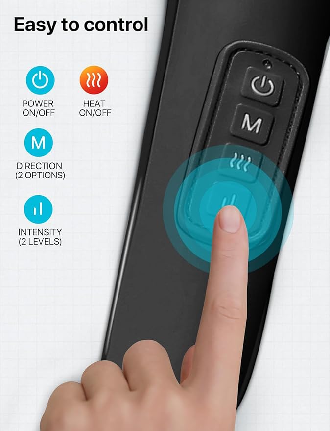 Cordless Neck Massager with Heat, Shiatsu Neck and Back Massager for Pain Relief Deep Tissue, Electric 3D Kneading Massage Pillow for Shoulder, Leg, Body Muscle Pain Relief, Home, Office, and Car Use