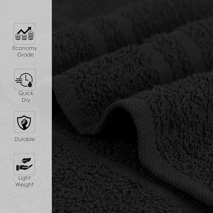 Salon Towels – 50 Pack Black Hand Towels 100% Cotton Spa Towel – 16x27 inches Highly Absorbable Facial, Gym, Hair, Face, Bulk Small Towels (Not Bleach Proof)
